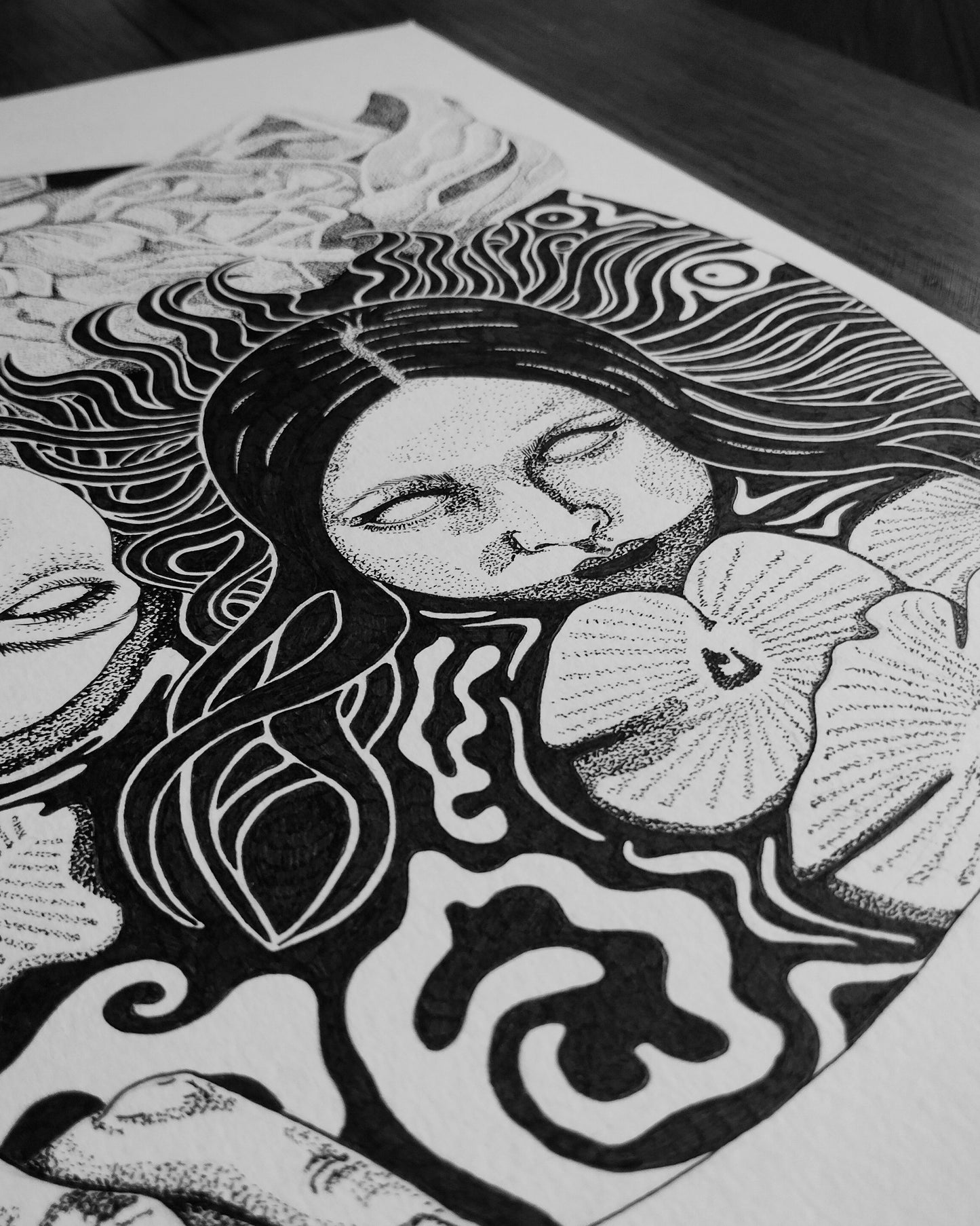 'Ladies of the Lake' Original Pen and Ink Artwork