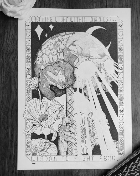 Light Within Darkness, Original Pen and Ink Artwork