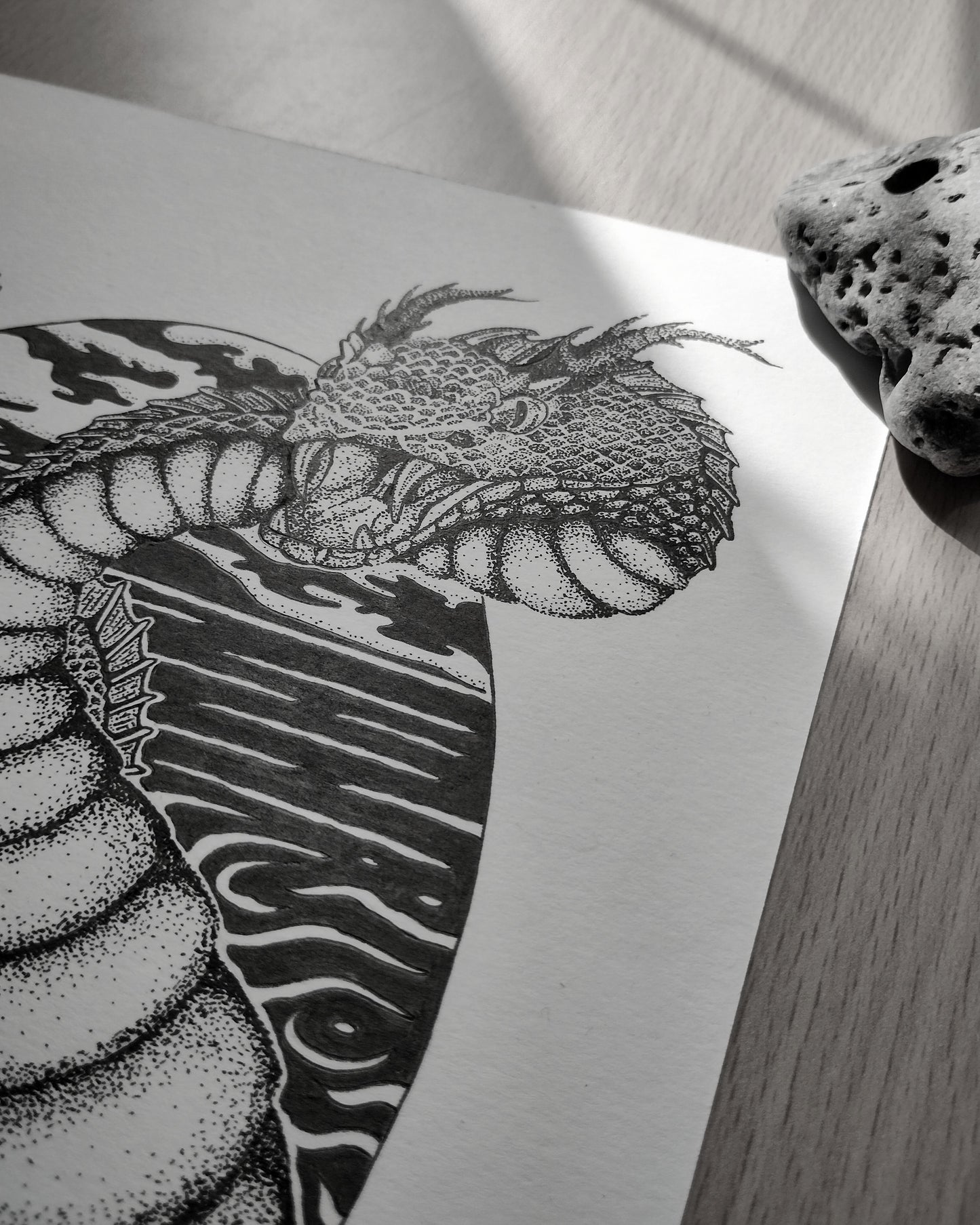 Filey Brigg Dragon, Original Pen and Ink Artwork