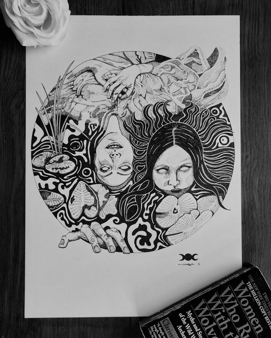 'Ladies of the Lake' Original Pen and Ink Artwork