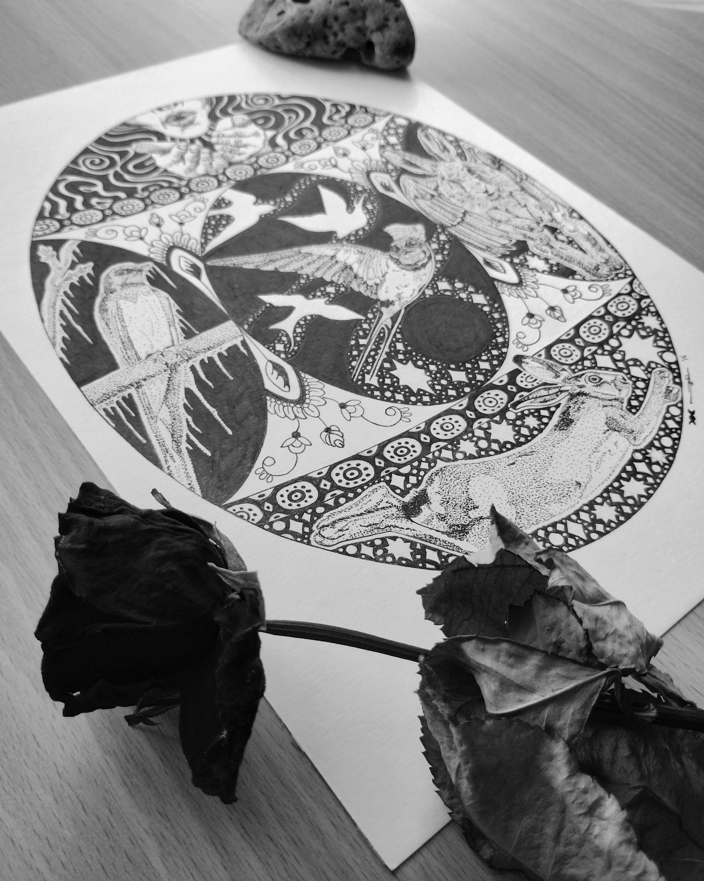 Ostara and the Hare, Original Pen and Ink Artwork