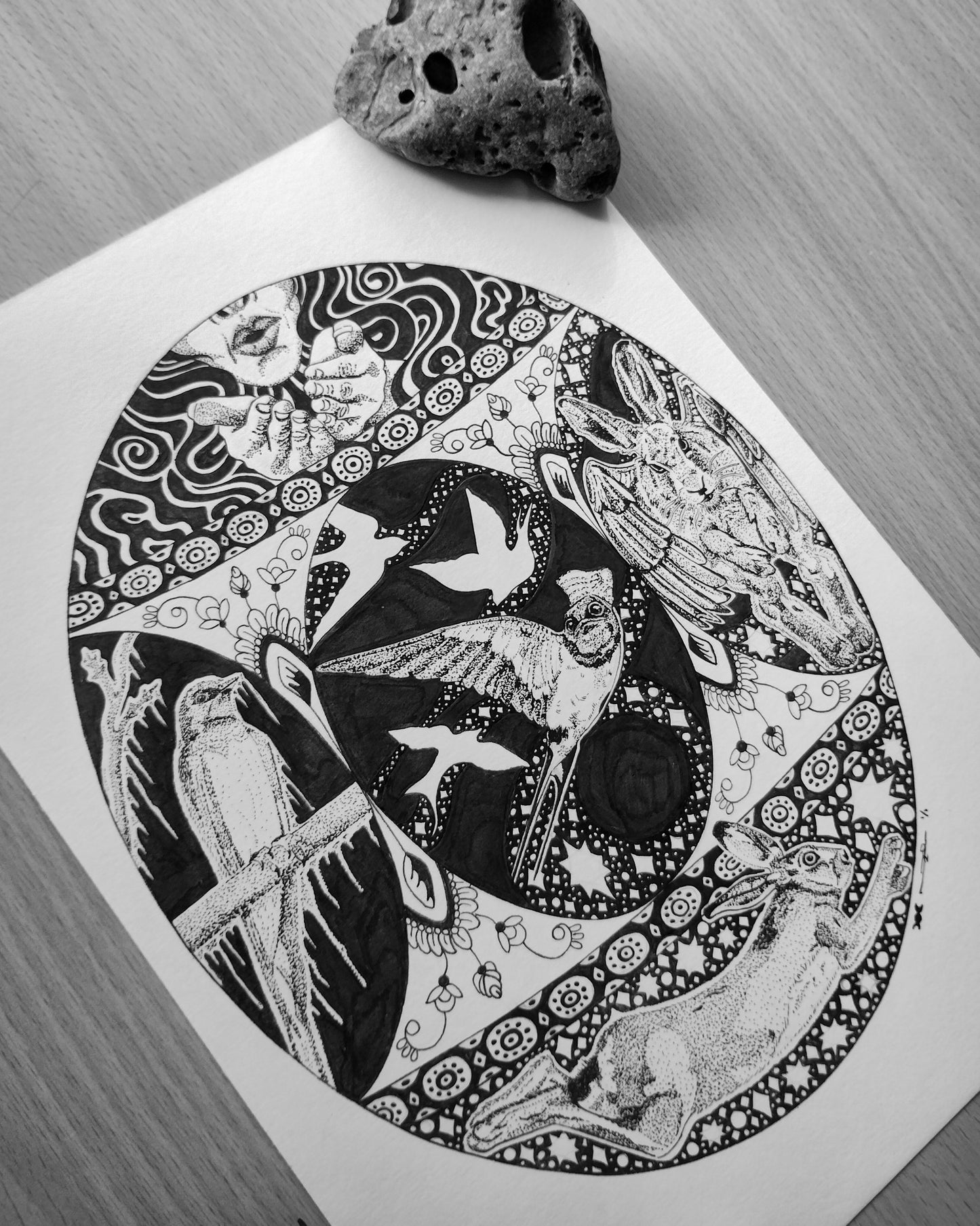 Ostara and the Hare, Original Pen and Ink Artwork